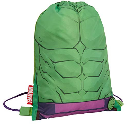 MARVEL Jungen Hulk Turnbeutel mit Kordelzug Avengers Sport Schwimmen PE Kit Rucksack, Hulk, Grün