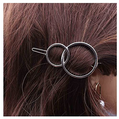 Inilbran Boho Doppelkreis Haarspange Silber Hohlkreis Haarspange Clip Vintage Kreis Haarnadel Clip Minimalistisches Geometrisches Kopfclip Zubehör für Frauen und Mädchen Kopfschmuck