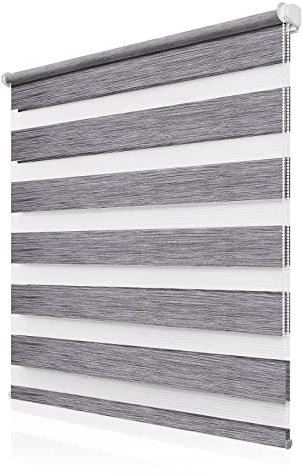 Doppelrollo Klemmfix ohne Bohren 110x140cm(BxH), Rollos für Fenster ohne Bohren Marmor Grau, Duo Rollo Klemmrollo, Lichtdurchlässig & Sichtschutz,Fenster Rollos für Innen