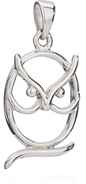 NKlaus Kettenanhänger Eule 925 Silber, anlaufgeschützt, 16x16mm, 1 Stück | Glücksamulett; Gewicht 1,4g