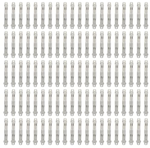 100 Stück, 6 cm, blanko, silberfarben, quadratisch, rechteckig, Metall, französische Haarspangen, einfarbig, Basis, Haarspangen, DIY, Basteln, Pferdeschwanzhalter, Haarschmuck für Frauen und Mädchen