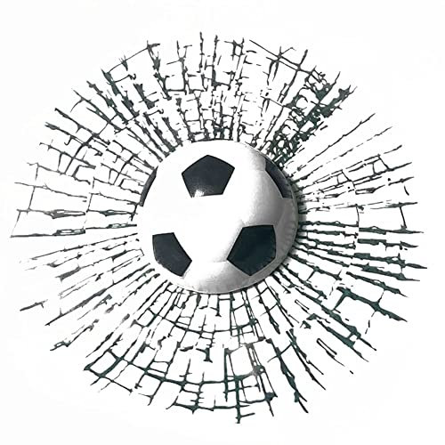 Fopytu Car Window Sticker, Football Hit the Glass 3d Car Sticker Football Smashing Glass Decal Self Adhesive Funny Window Sticker