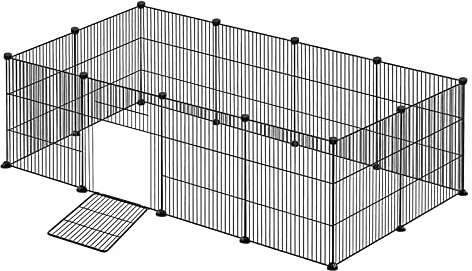 NAIZY Freigehege Laufstall Laufgitter 142x72x36cm Welpenlaufstall Schwarz Kleintiergehege 35x35cm per Stück Freilaufgehege DIY Erweiterbar Kleintierkäfig Kaninchen Meerschweinchen Gehege, 12Pcs