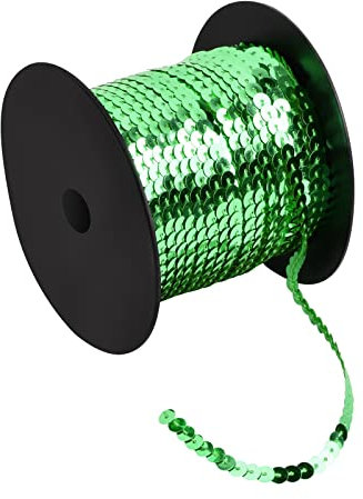 100 Yards Pailletten Rolle, 6mm Bunte Paillette Trim, Flache Glitzerborte für DIY Handwerk, Pailletten Bänder für Kleid Dekorieren Schmuck Ornament Stirnband Tanzbekleidungen Armband (Dunkelgrün)