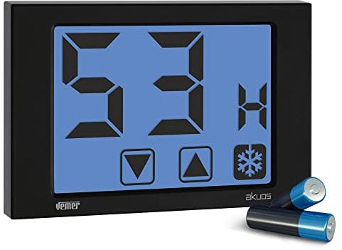 VEMER VE791300 AKUOS - Umidostato Igrostato Digitale Touch Screen da Parete, Alimentazione a Batterie, Nero