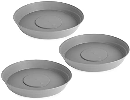 Garronda Untersetzer Blumentopf aus Kunststoff 1 Stück oder 3er Pack Plastik Pflanztopf Pflanzen Untersetzer rund für Pflanztöpfe Set GD-0023 (3 Stück Grau, ⌀ 28cm H 4,5cm)