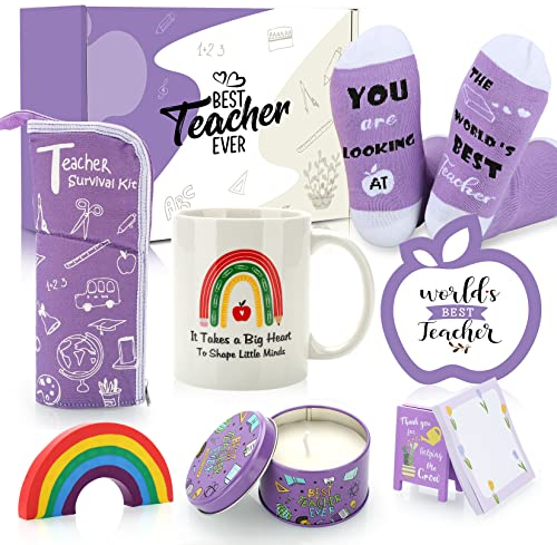 exreizst Cadeau maitresse-8 Pcs Cadeaux pour Enseignant cadeau maitresse d'école fin d'année Idéal Pour Les Anniversaires Et La Retraite Des Enseignants,Cadeaux De Noël Et Thanksgiving