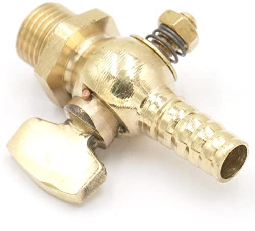 HOMEXO Messing-Ablasshahn 1/8; 1/4;3/8; 1/2;BSP Außengewinde auf 10 mm I/D Schlauchtülle Absperrventil for Kraftstoff Gas Öl Luft (Color : 10mm, Size : 1/8)