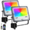 Indmird RGB Strahler 50W RGB LED Strahler Außen mit Bluetooth APP Steuerung IP66 Wasserdich Außenstrahler Smart RGBW Farbwechsel Dimmbar Flutlichtstrahler Stimmungslicht für Garten Party Bühnen