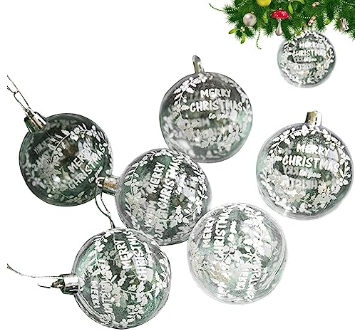 Christbaumkugel-Ornamente,6 Stück transparente befüllbare Weihnachtskugeln - DIY Bastelkugel-Baumschmuck, Weihnachtsbaumanhänger für Fenster, Baum, Wand, Neujahr Firulab