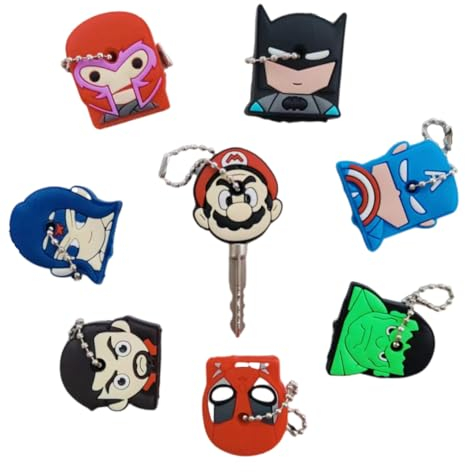 BOBOZHONG Schlüsselkappen,8 Style Cartoon Key Covers,Cartoon Niedliche Tiere Schlüsselanhänger Schlüsselabdeckung Kappe Silikon Schlüsselanhänger Key Rings（Style N