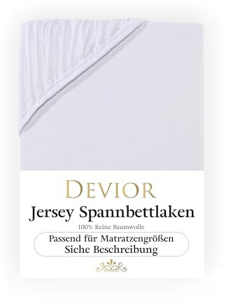 Devior Topper Spannbettlaken 140x200cm - 160x200cm, 100% Baumwolle, Matratzenhöhe bis 22cm, Weiß – 135 g/m² Anti-Statisches, atmungsaktives Bettlaken mit Einlaufschutz, Matratzenbezug Weiß