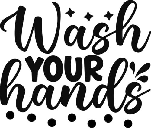 Wash Your Hands Sticker 16cm x 14cm (6.3 x 5.5) - Waterproof Decal - Toilet Bathroom Décor, Mirror Sign, Potty Training Aid, Wall Art (1 Pack, Medium)