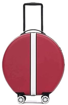 BODHIS Rollkoffer Koffer Reisekoffer 18 Zoll Runde Koffer Mit Rollen, Tragbarer Gepäckkoffer, Kariertes Handgepäck Koffer Trolley (Color : Rood, Size : 18in)