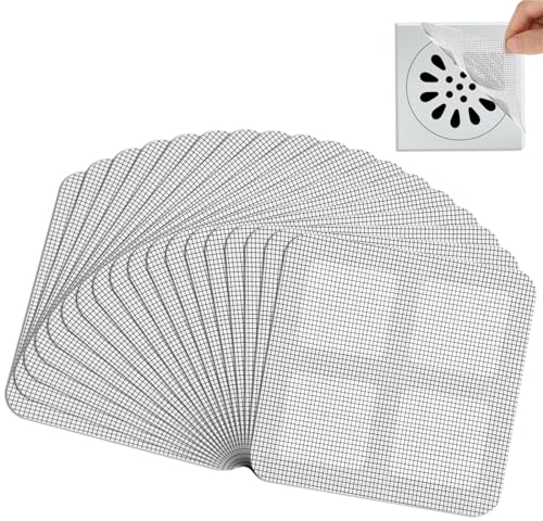Gjinxi 20 Pcs Drain Protector with Sucker Sink Strainer Stickers Anti Clogging Filter Hair Catcher Mesh Square Drain Stopper Accessories Disposable Plug Trap Filter for Bathroom Laundry Kitchen Sink