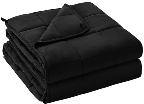 yescool Weighted Blanket for Adults (20 lbs, 60 x 80, Black) Cooling Heavy Blanket for Sleeping Perfect for 190-210 lbs, Queen Size Breathable Blanket with Premium Glass Bead, Machine Washable