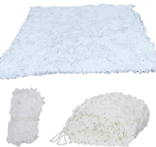 Red de camuflaje blanco nieve de 3 m x 3 m, red de camuflaje para persianas 210D, red de camuflaje blanca para exteriores, para decoración, caza, camping, tiro, cubierta de coche, parasol (3 m x 3 m)