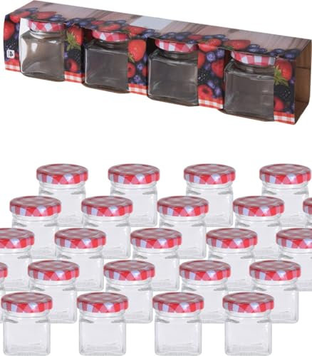 Flaschen-Fuchs 24er Set Marmeladengläser klein 75ml mit Deckel mini Gläser Einmachgläser kleine Gläser mit Deckel kleine Honiggläser mit Schraubverschluss Schraubgläser Nachtisch