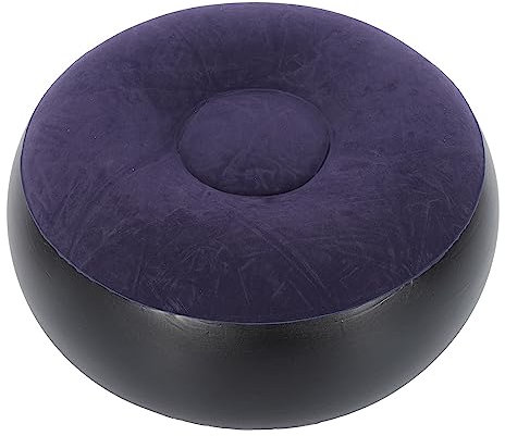 Jwthee Tabouret Gonflable Multifonction, Pouf Gonflable,Chaise de Camping Extérieure Portable,Repose-Pieds Rond Violet en PVC et Flocage, pour Intérieur et Extérieur