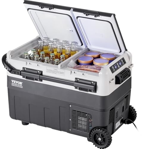 VEVOR Refrigerador Portátil para Automóvil, Doble Zona de 50 L Temperatura Ajustable de -20~20 ℃, Refrigerador con Compresor para el Hogar, Campamentos, Vehículos Recreativos, 708 x 440 x 551 mm