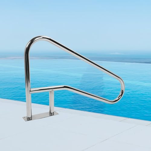 Pool-Handlauf aus Edelstahl 304, 117,5 X 68 Cm Schwimmbad-Treppengeländer, Schnellmontagezubehör, 385 Lbs Tragfähigkeit, Rostfrei für Eingelassene Pools