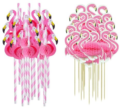 Pailles De Flamant Rose 50Pcs, Inserts De Flamant Rose 50Pcs, Pailles De Cocktail, Pailles De Décoration De Boisson De Fête, Pailles Amusantes