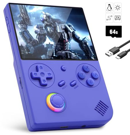RG40XXV Handheld Spielkonsole, 4.0 Inch IPS Screen RGB Joystick-Beleuchtung, Emulator Handheld unterstützung 5G WiFi Bluetooth 4.2und HDTV-Ausgang, mit 5500+ Klassische Spiele und 64G-Karte, Blau