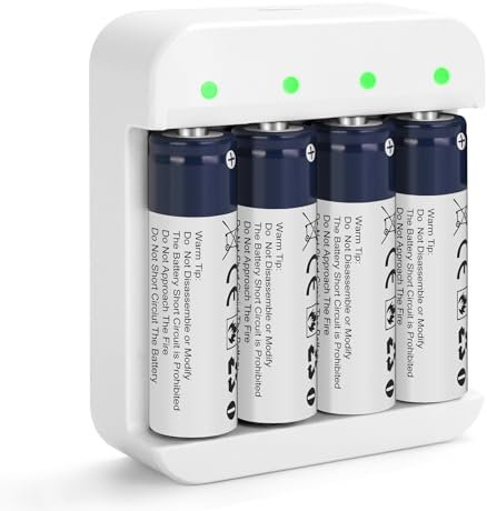 Wiederaufladbare Lithium-Ionen-AA-Batterien, 4 Pack AA 1,5V 3600mWh mit hoher Kapazität, Doppel-A-Batterien mit 2 Stunden Schnellladung, wiederaufladbare AA-Batterien für Blinkkamera, Xbox, Spielzeug