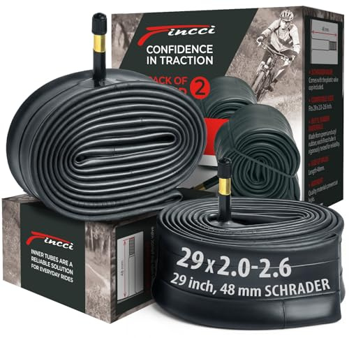 Fincci 29 Zoll MTB Schlauch - Paar Fahrradschlauch 29 x 2.1 x 2.2 x 2.3 x 2.4 x 2.5 x 2.6 Zoll mit Autoventil Schrader 48mm - Schläuche für Mountainbike, E Bike, Rennrad Fahrrad, Klapprad - 2er Pack