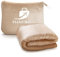 SCANDIWAY 2-in-1 Reisedecke & Kissen – Weiche, hochwertige Flugzeugdecke mit Kissenbezug, Handgepäckgurt & Rucksackclip (Beige)