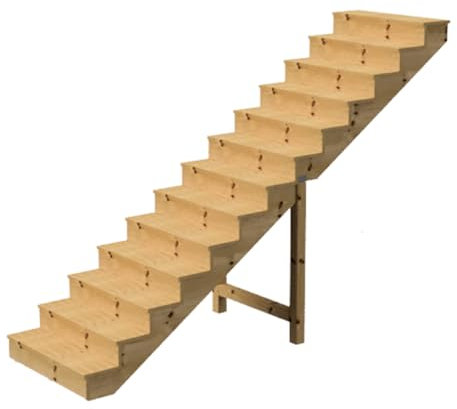 Escalera exterior h224cm - 13 peldaños de madera D29cm, B80cm CON apariencia