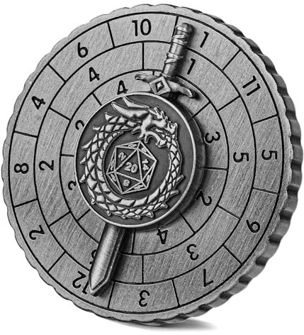 DND Radwürfel Spinner, Fingerspitzen Gyro, 7-in-1 Kampfschwert Metall D&D Würfel, Roulette Würfel Spinner für DND Würfelset, D&D Geschenke mit Geschenkbox, Rollenspiel Brettspiel Zubehör, Silber