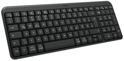 Logitech K250 Teclado Bluetooth con sección numérica, conexión Sencilla, Teclado inalámbrico Compacto Fabricado con plástico Reciclado, Resistente a Salpicaduras, Teclas cómodas, Windows/macOS