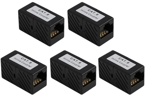 5 Piezas Acoplador RJ45 Cat6, Empalme RJ45 Cat6, Adaptador de Conector Hembra para Extensión de Cable de Red Ethernet, Compatible con Cat5e, Cat5, para Switch, TV, PS4, ADSL, Módem, TV Box