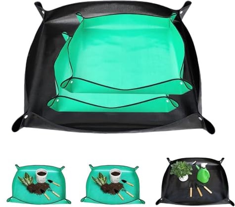 ECVUKQ 3 Stück Pflanzmatte 100×100 cm/66×66 cm, Umtopfmatte Extra Große Pflanzenmatte Wasserdicht Pflanzunterlage Faltbar Gartenmatte Pflanzen Umtopfmatte für Pflanzenzubehör Sukkulenten Sämling