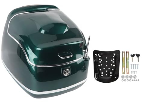 AOWINHIT Motor Top Box 38L Universal Fit Grundplatte Gepäck Kofferraum für Helm Roller Zubehör (Dunkelgrün)