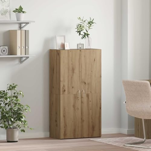 sephironlbb Kontorsskåp gammalt trä 60 x 32 x 115 cm trämaterial med hyllor, dörr och båghandtag, aktskåp för kontor och hemmakontor, stabil förvaring för mappar och dokument, modern design