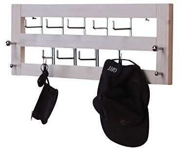 Iovivo Wandgarderobe im Used-Look mit neun Kleiderhaken, 60x7x25 cm braun