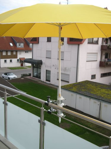 Holly Produkte STABIELO BALKONSCHIRME - Halterung - 1 Stück für Schirmstöcke von 25,5 bis Ø 55 mm mit Aufnahmehülse 13 cm Lang Befestigung an runden oder eckigen Elementen bis 55-60 mm -