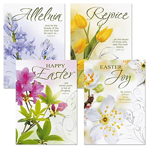 Current Deluxe Joy Religious Easter Cards Set - Pack of 8, Easter Cards Assortment for Kids & Adults With White Envelopes, 4 Design Prints, Large 5 x 7 Greetings