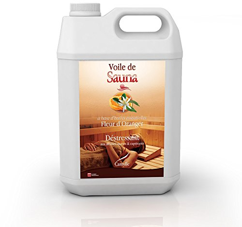 Camylle - Voile de Sauna Fleur D'Oranger - Fragrances à base d’Huiles Essentielles 100% Pures et Naturelles pour Sauna - Déstressant aux arômes suaves et captivants - 5000ml