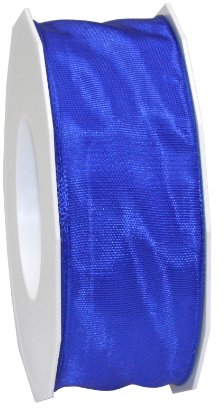 Präsent Lyon Band mit Drahtkante Royalblau, 25 m Dekoband zum Verzieren & Basteln, 40 mm Breite, leicht biegsames Schleifenband, für Festliche Dekos zu besonderen Anlässen