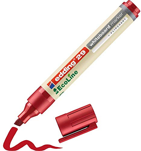 edding 29 Ecoline Whiteboardmarker - rot - 1 Whiteboard Stift - Keilspitze 1-5 mm - Boardmarker abwischbar - Whiteboard, Flipchart, Magnettafel, Pinnwand, Memoboard - Sketchnotes - nachfüllbar