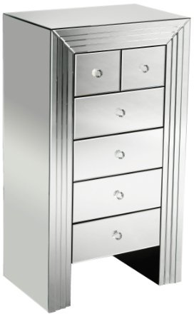 Premier Housewares Mirrored 6 Drawer Chest - 126 x 69 x 45 cm