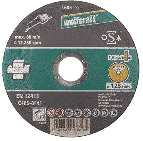 wolfcraft Trennscheibe für Stein Ø 125mm I 1688999- Hohe Schnittleistung & saubere Schnittkanten mit langer Standzeit I für Winkelschleifer I Feinschnitt