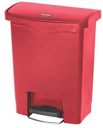 Rubbermaid Commercial Products Slim Jim Step-on Resin Front Step Waste Receptacle Bin 30 Litre Red 1883564
