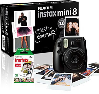 Fujifilm Instax Mini 8 Instant Camera with 10 Shots - Black