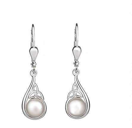 Trinity Pearl Ohrhänger - Sterling Silber mit Perlen - handgefertigt in Irland