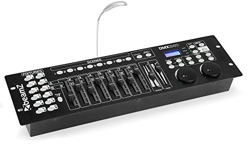 beamz DMX-240 DJ Lighting Controller – 192-Channel DMX Console with Pan/Tilt Jog Wheels, MIDI Compatibility, Programmable Scenes & Effects, Rack-Mountable Design Light Control Desk, 154.090