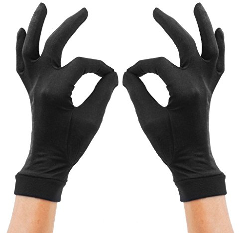 LSHARON Thermo-Handschuhe aus 100 % Maulbeerseide, für Ski, Fahrrad, Fahrrad, Schwarz , M